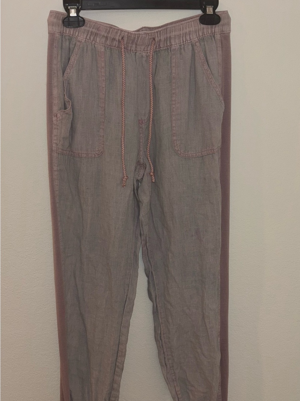 Relaxed Drawstring Linen Pants in Dusty Mauve